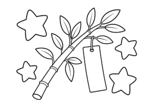 七夕の短冊のぬりえイラスト