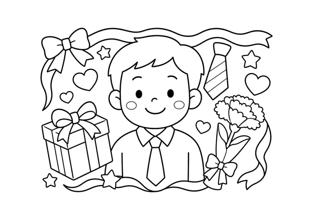 父の日のぬりえイラスト