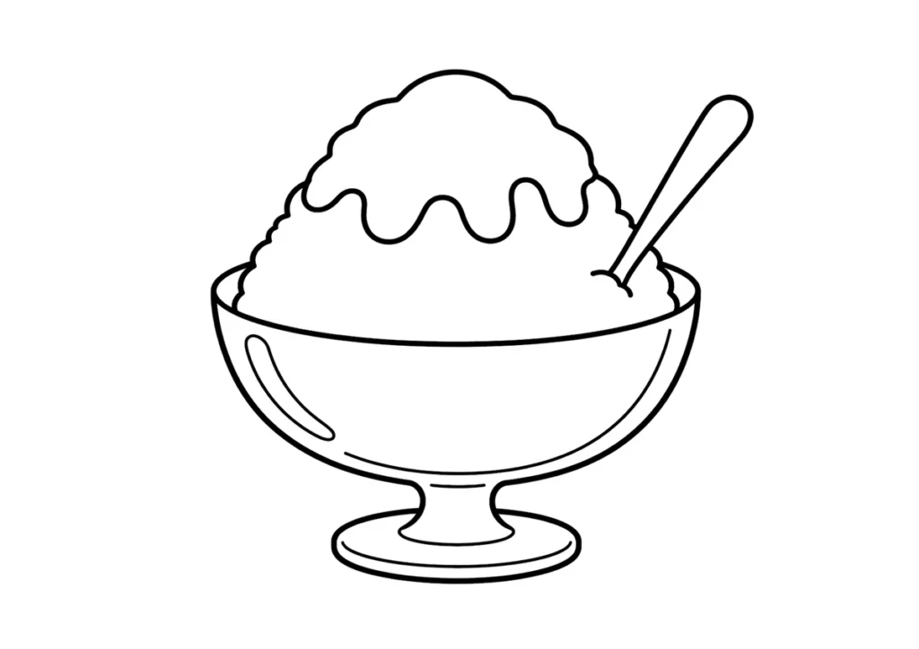 かき氷のぬりえ