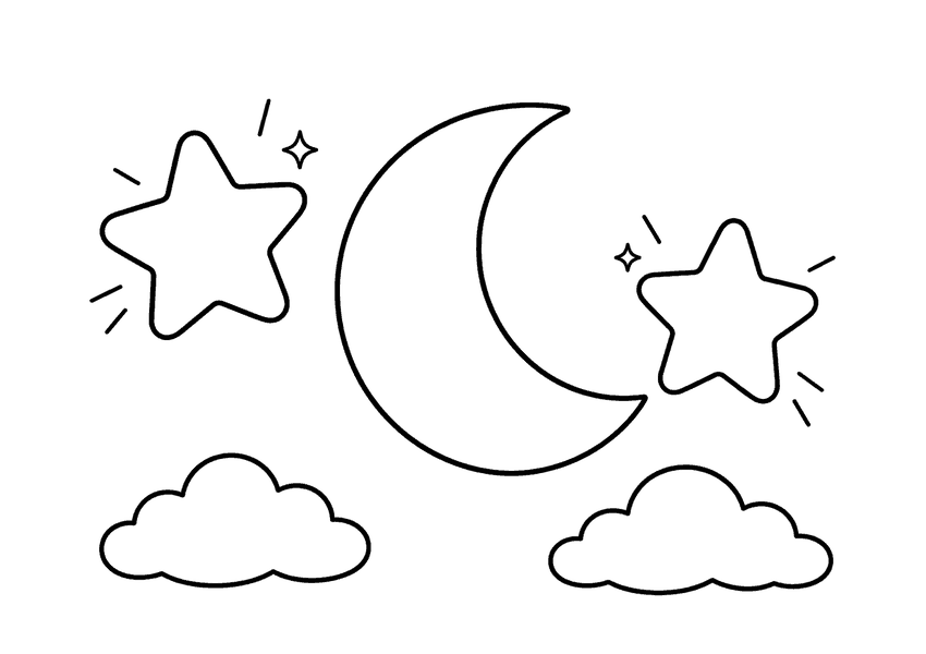 夜空のぬりえイラスト