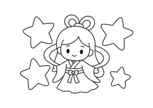 織姫のぬりえイラスト