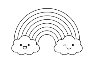 虹のぬりえイラスト
