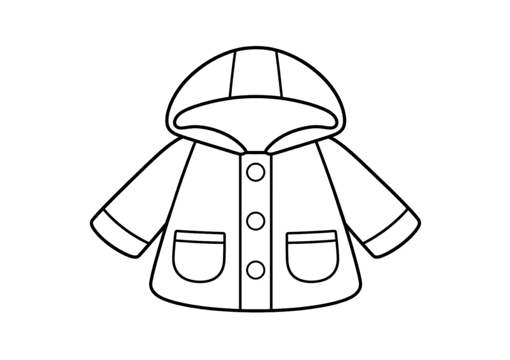 レインコートのぬりえイラスト