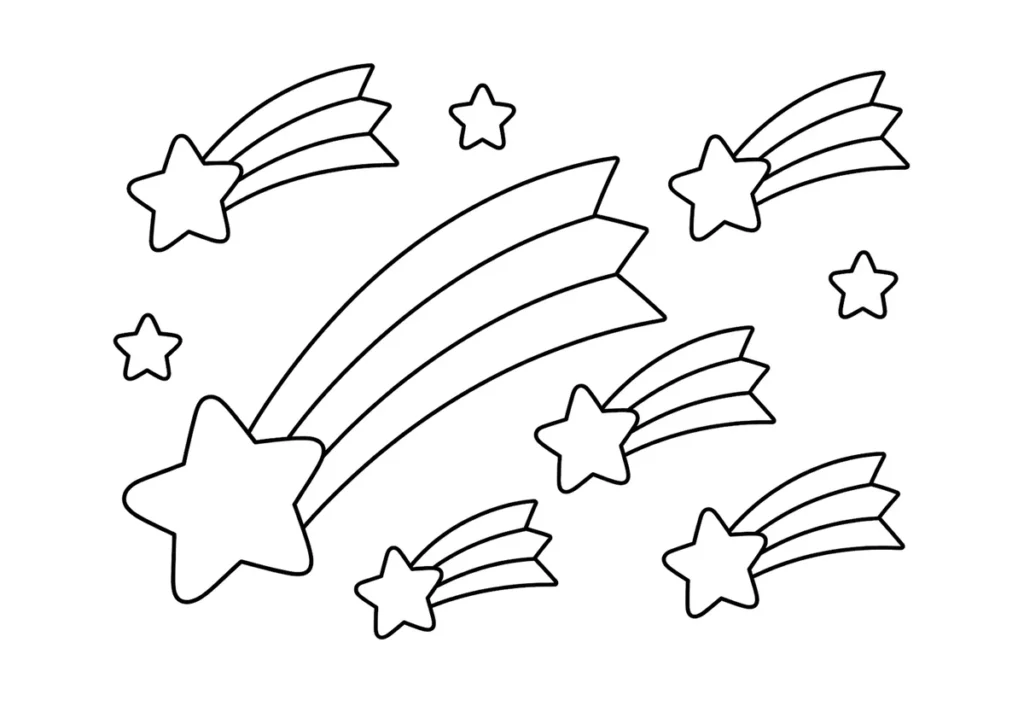 流れ星のぬりえイラスト