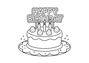 3歳の誕生日ケーキの塗り絵
