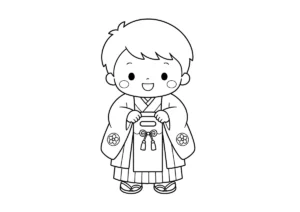 七五三の男の子の塗り絵