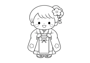 七五三の女の子の塗り絵