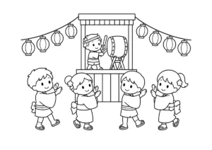 盆踊りの塗り絵