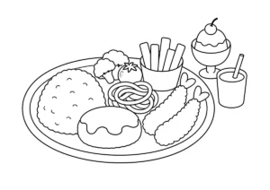 お子様ランチの塗り絵