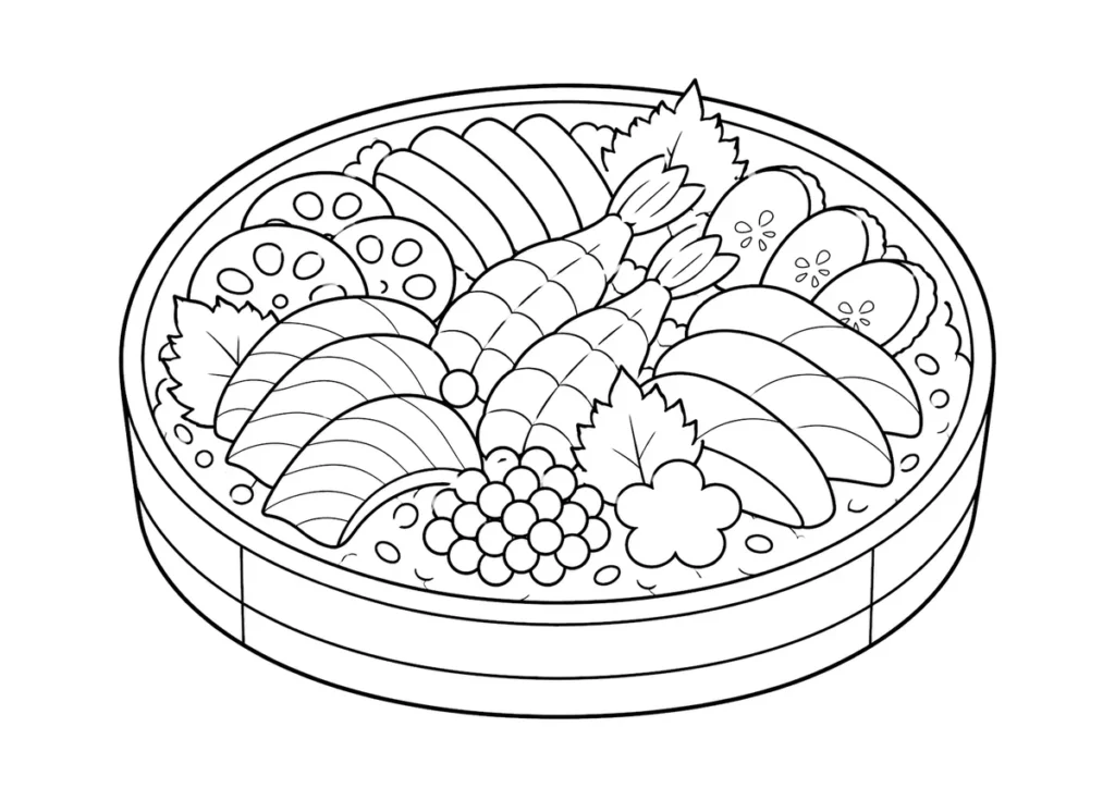 ちらし寿司の塗り絵