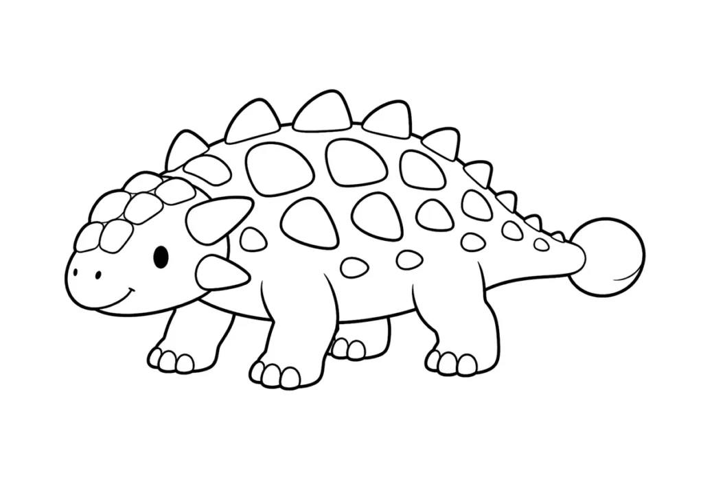 かわいいアンキロサウルスの塗り絵