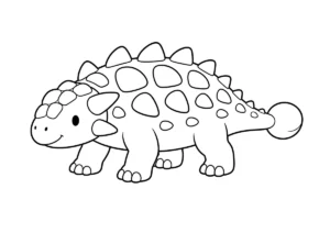 かわいいアンキロサウルスの塗り絵