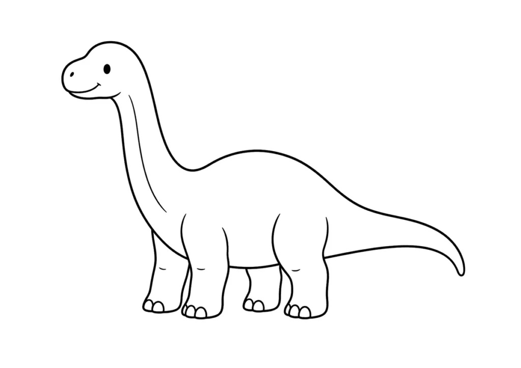 かわいいブラキオサウルスの塗り絵