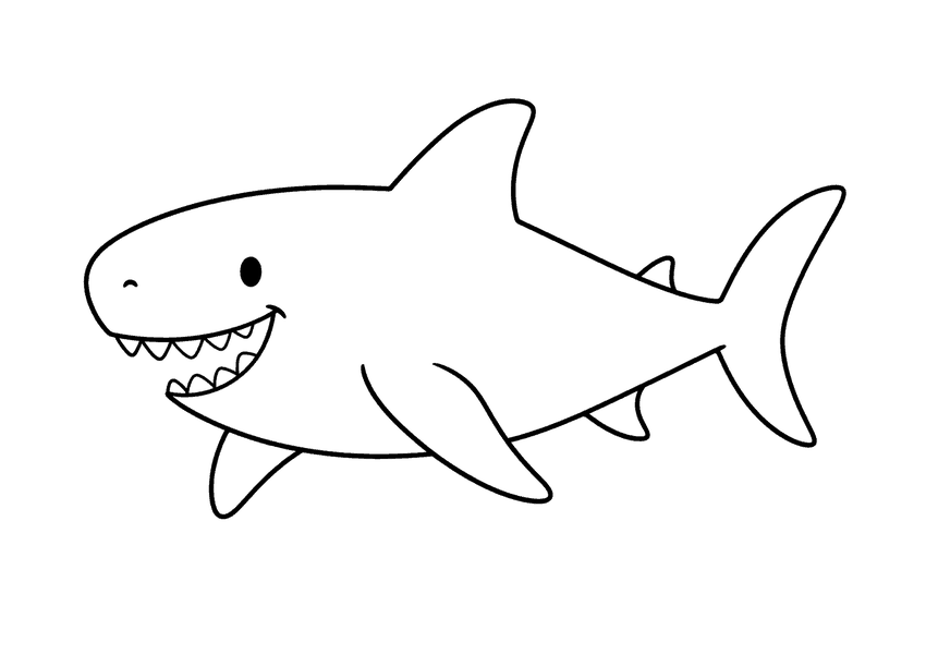 かわいいメガロドンの塗り絵