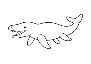 かわいいモササウルスの塗り絵