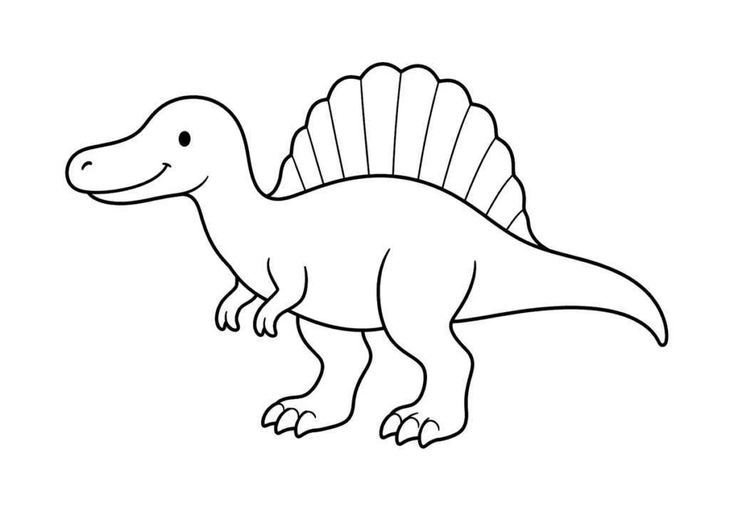 かわいいスピノサウルスの塗り絵