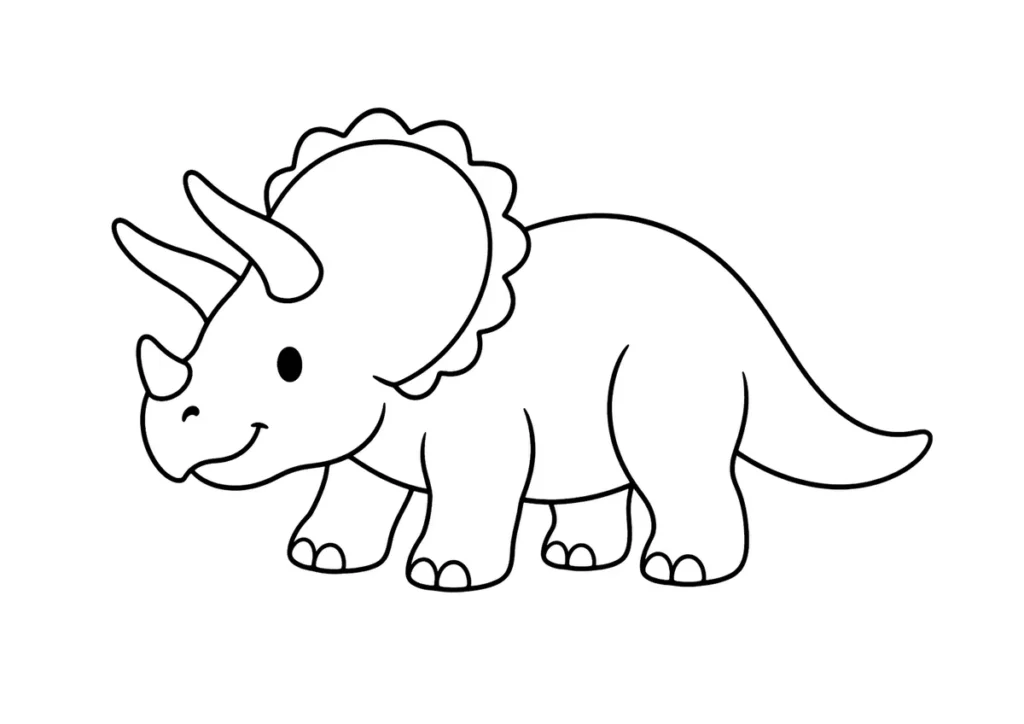 かわいいトリケラトプスの塗り絵