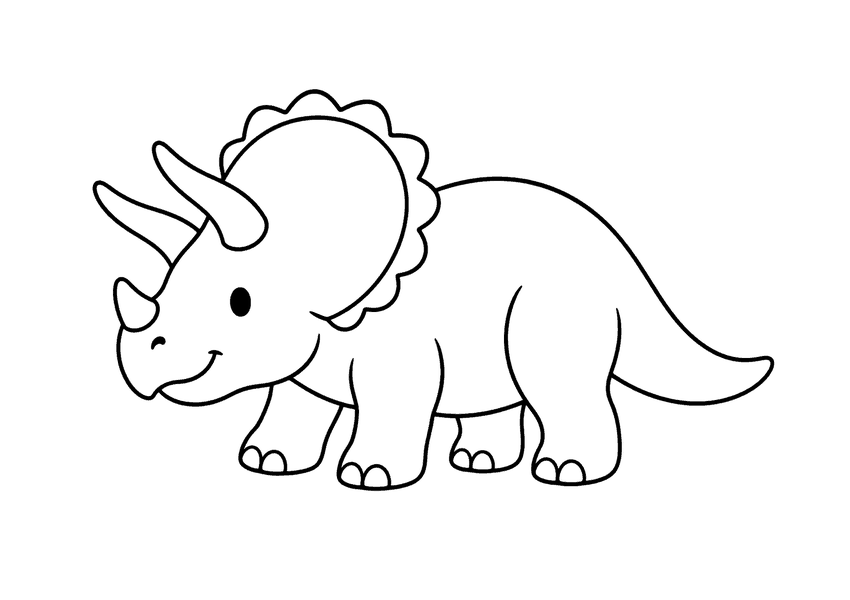 かわいいトリケラトプスの塗り絵