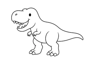 かわいいティラノサウルスの塗り絵