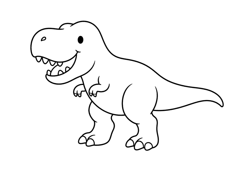 かわいいティラノサウルスの塗り絵