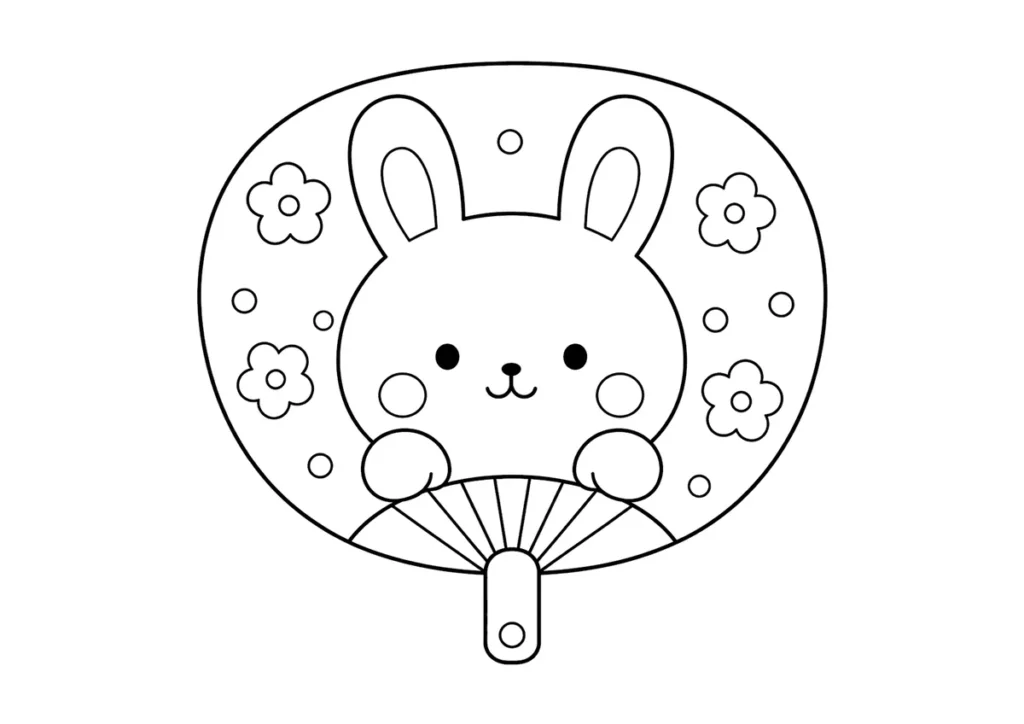 うちわの塗り絵