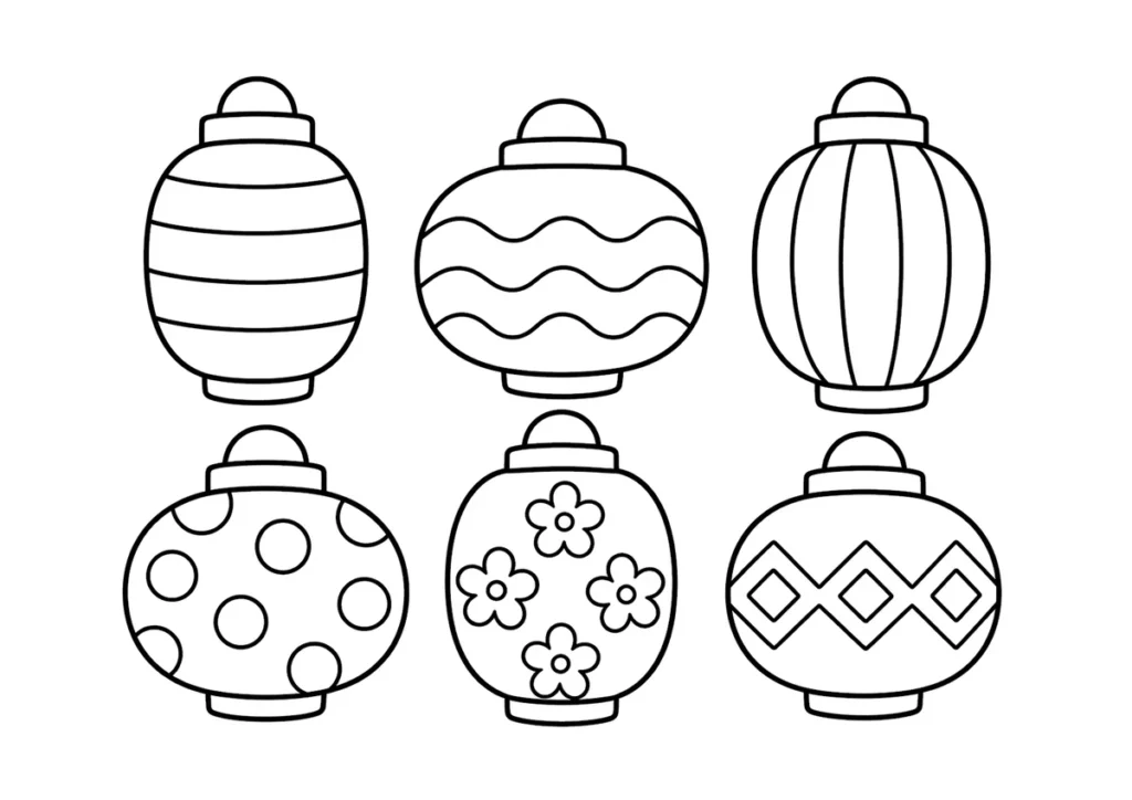 お祭りの提灯の塗り絵