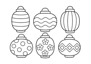 お祭りの提灯の塗り絵