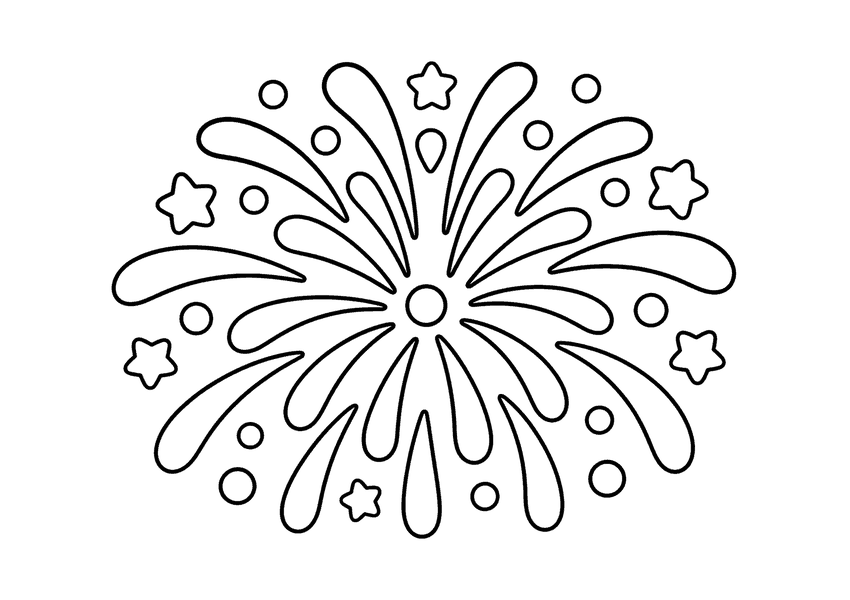 打ち上げ花火の塗り絵