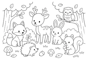 森の動物たちの塗り絵