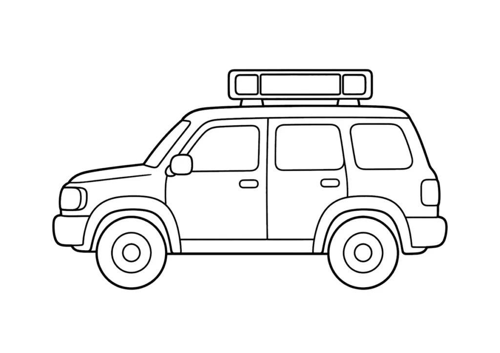 森林パトロールカーの塗り絵