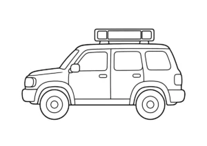 森林パトロールカーの塗り絵