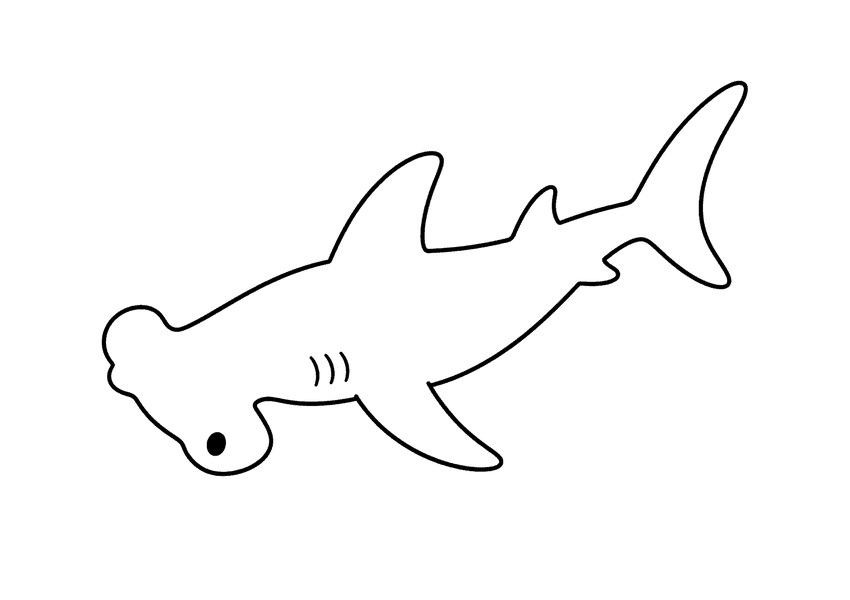 シュモクザメの塗り絵