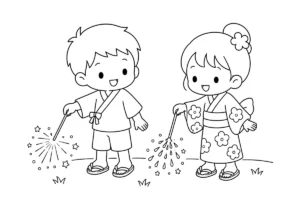 手持ち花火の塗り絵