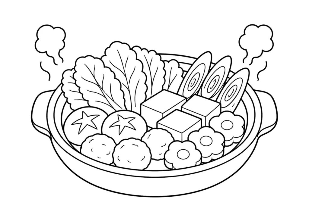 鍋料理の塗り絵