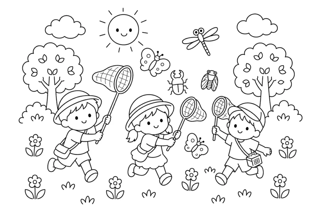 虫取りの塗り絵
