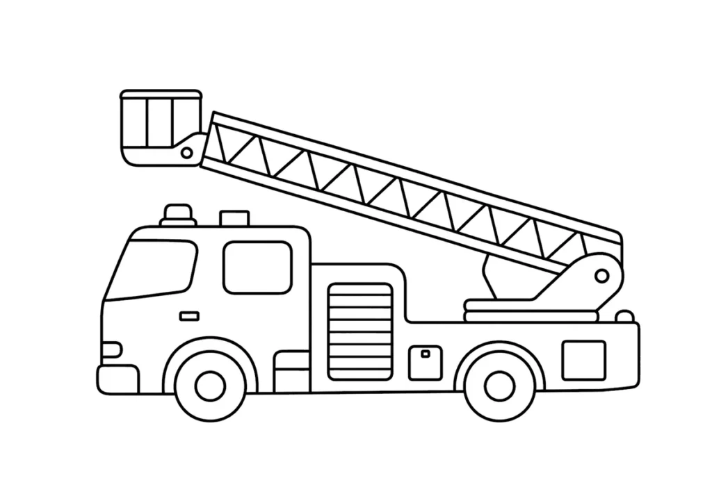 はしご消防車の塗り絵