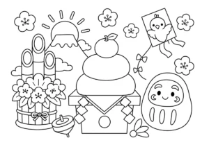 正月の塗り絵
