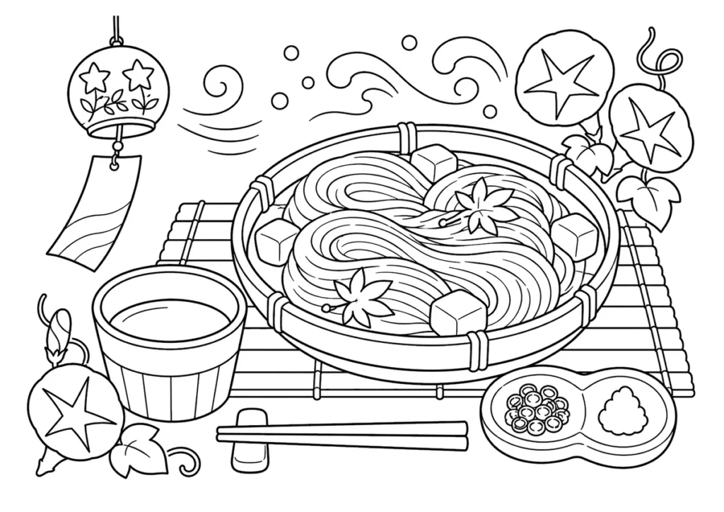 そうめんの塗り絵