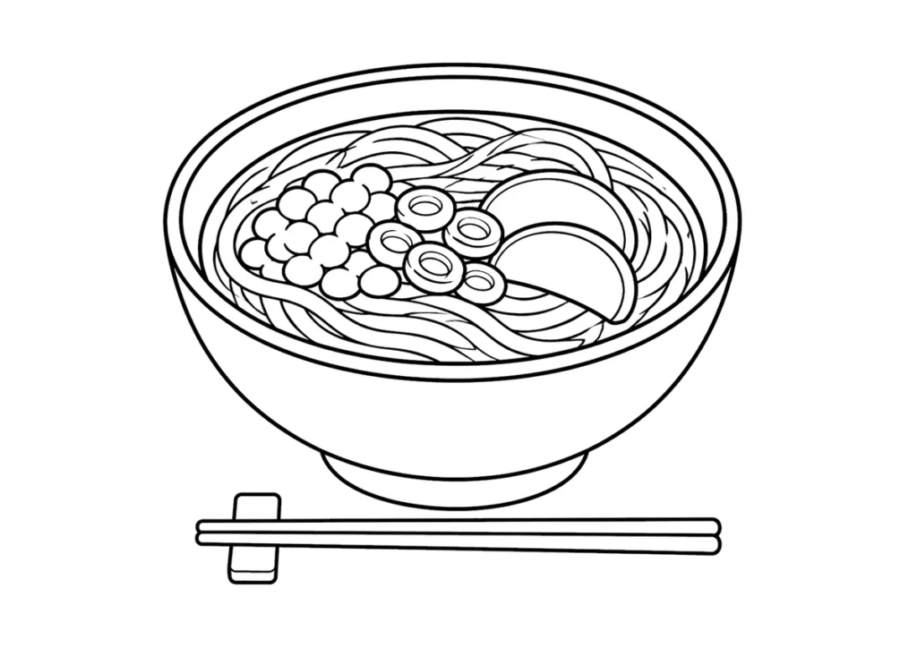 年越しそばの塗り絵
