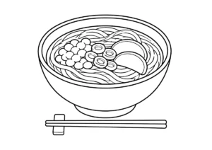 年越しそばの塗り絵