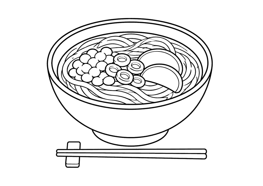 年越しそばの塗り絵