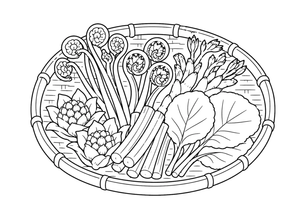 山菜の塗り絵