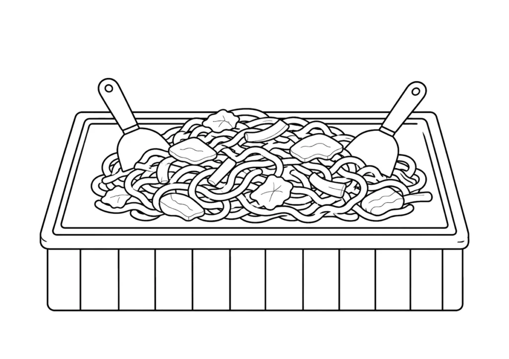 焼きそばの塗り絵