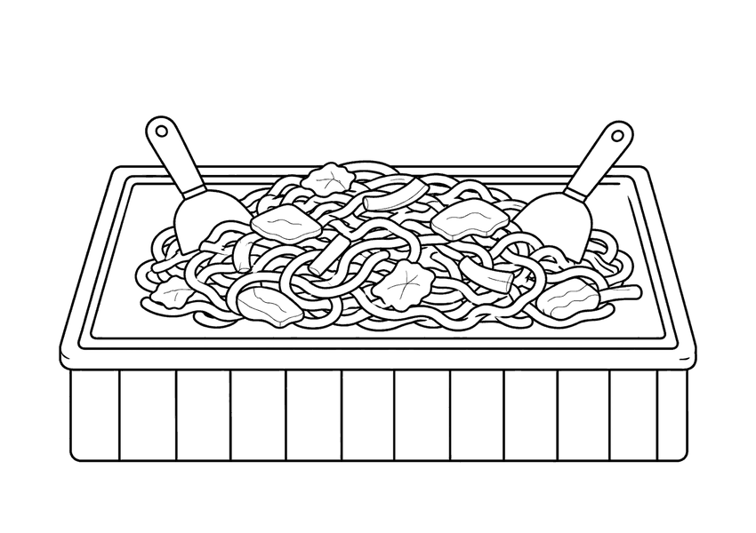 焼きそばの塗り絵