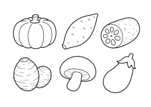 秋の野菜の塗り絵