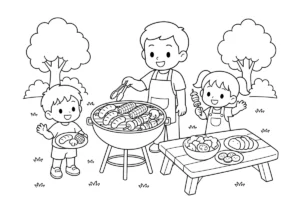 バーベキューの塗り絵