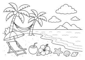 ビーチの塗り絵