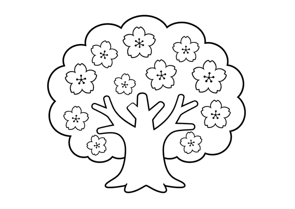 桜の木の塗り絵