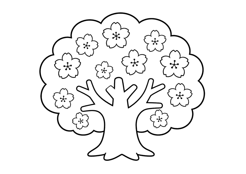 桜の木の塗り絵