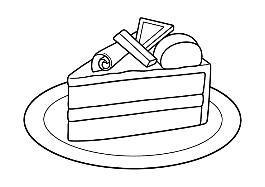 チョコレートケーキの塗り絵